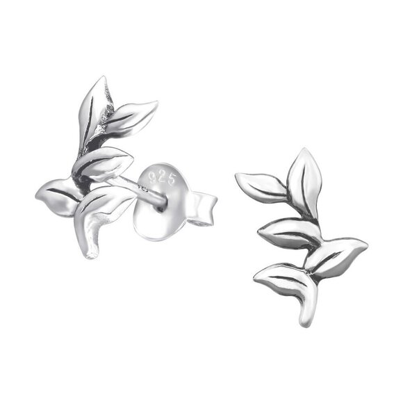 Sterling Silver Leaf Studs - Picture 1 of 8